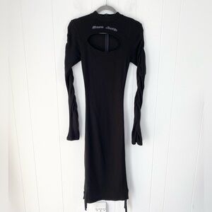 Shane‎ Justin Long Sleeve Cut Out Chest Bodycon Sweater Dress Size XS-S Black